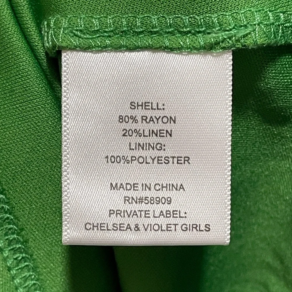 Chelsea & Violet Girls Sz 16 Green Abstract Floral Puff Sleeve Boho Casual Dress